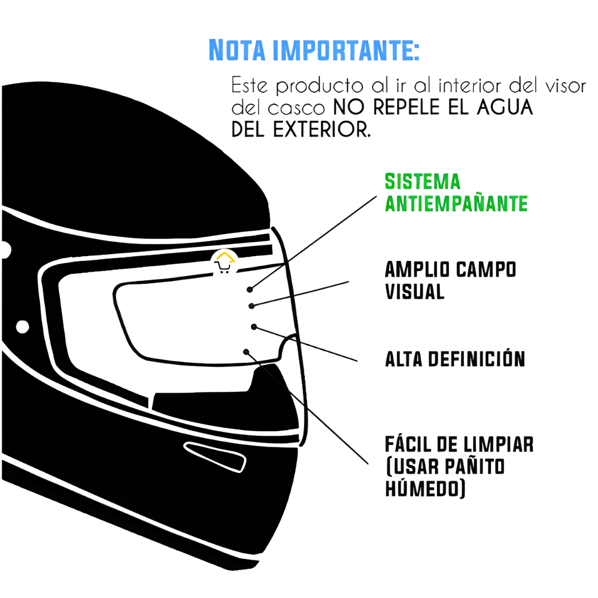 Kit Blindaje Vial Moto: Candado Alarma + Antiempañante Visión Clara