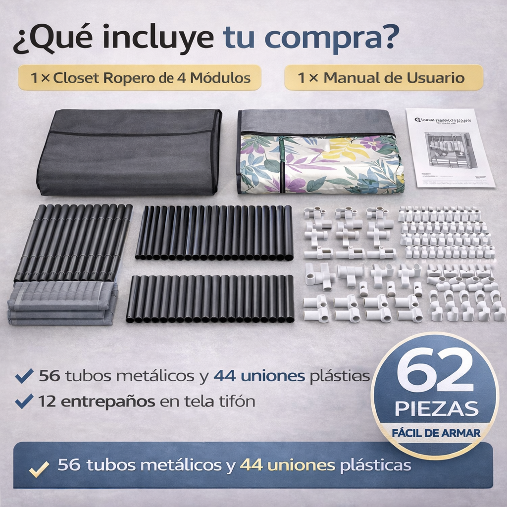 Closet De Ropa 4 Cuerpos + Envío Gratis