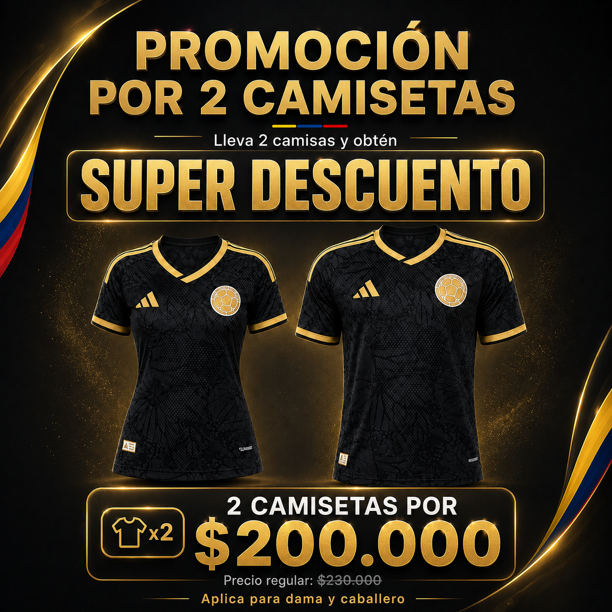 Camiseta Colombia Black and Gold 2026 – Edición Especial Mundial