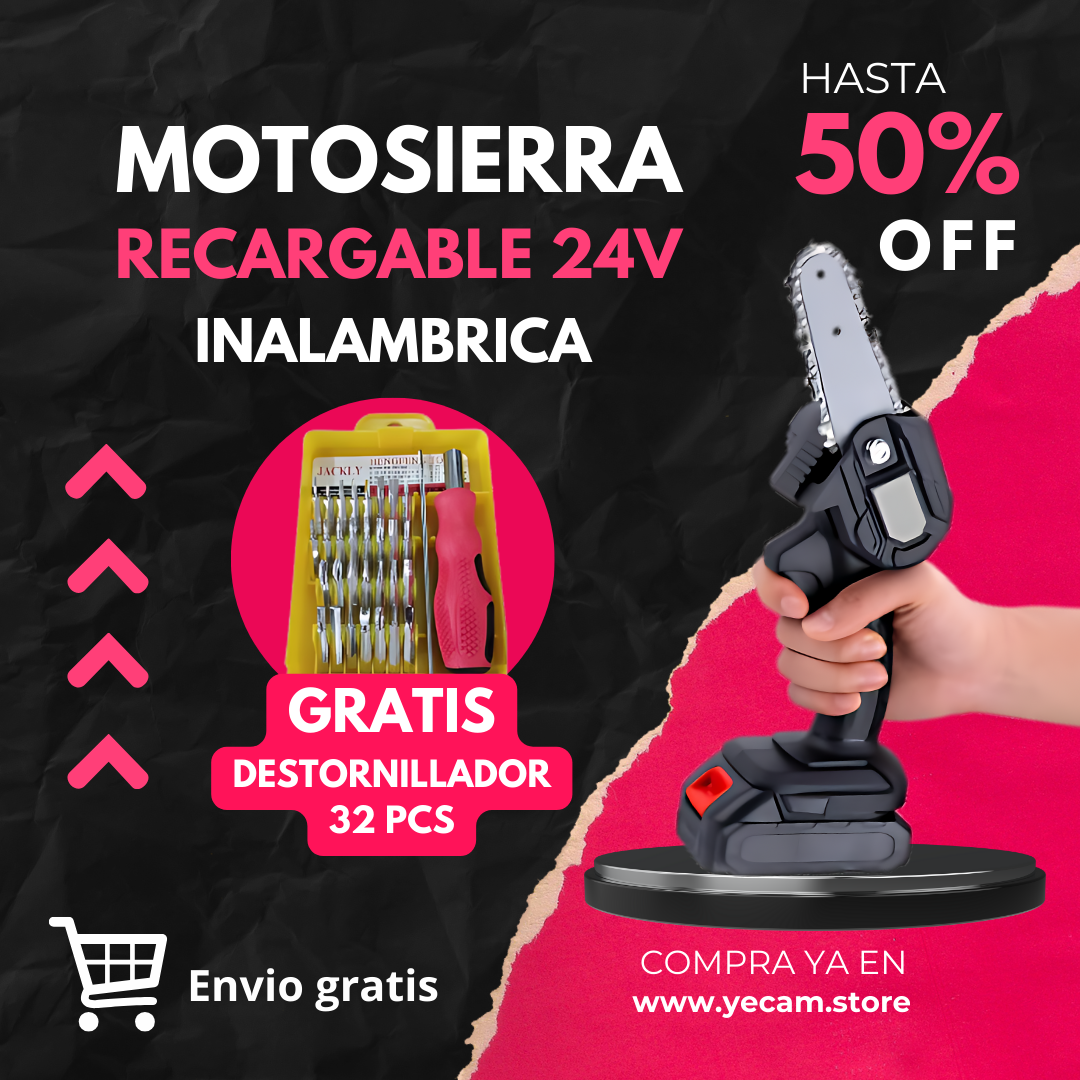 Motosierra inalámbrica  de 24 V + Juego Destornillador de 36 puntas