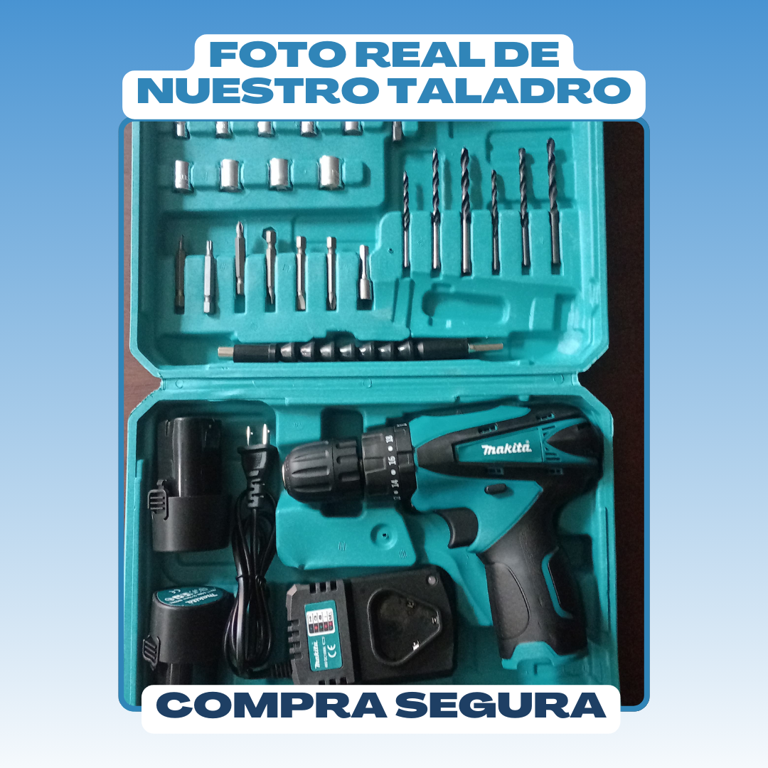 Taladro inalambrico Makita - 2 baterias 18V + Juego de brocas y puntas.