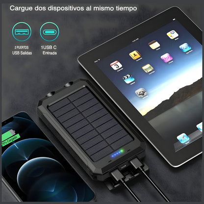 Power Bank Solar 16800mAh | 2 USB + Linterna SOS y Brújula | Carga Exterior