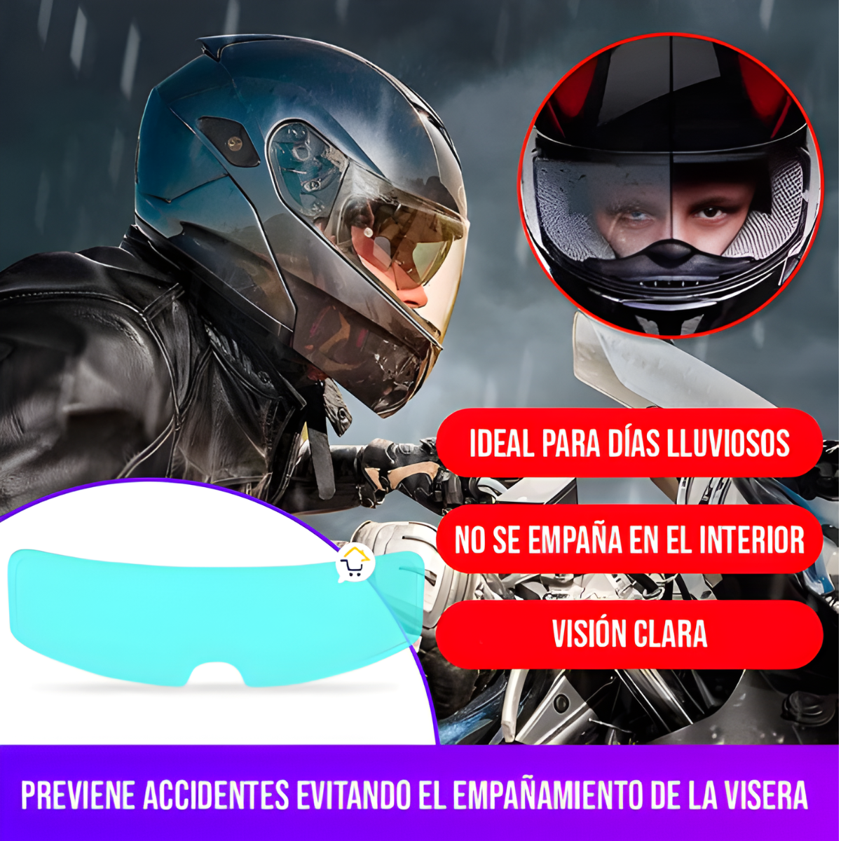 Kit Blindaje Vial Moto: Candado Alarma + Antiempañante Visión Clara