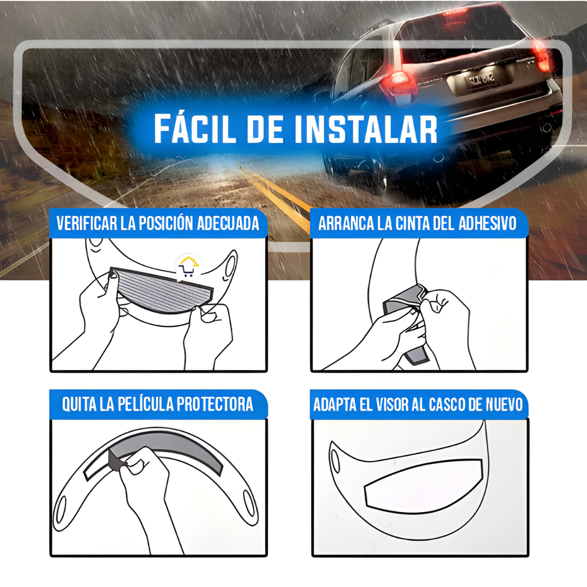 Kit Blindaje Vial Moto: Candado Alarma + Antiempañante Visión Clara