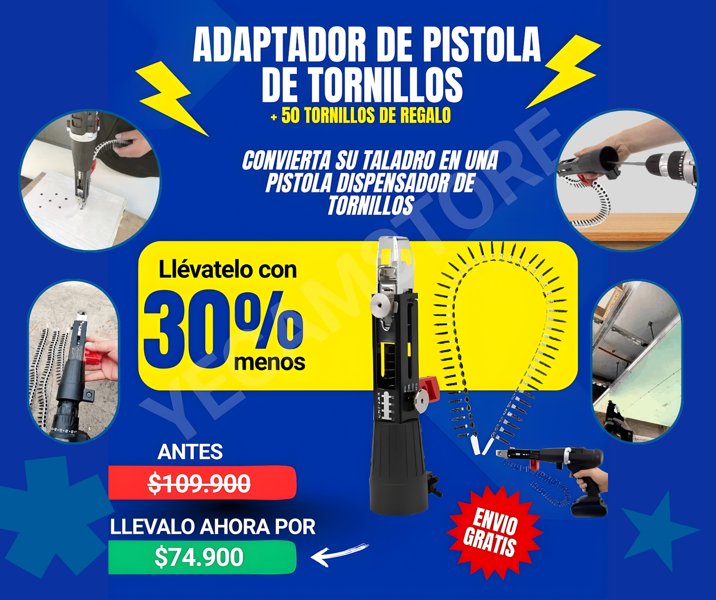 Adaptador Automático de Tornillos para Taladro | 50 tornillos GRATIS + Envío incluido