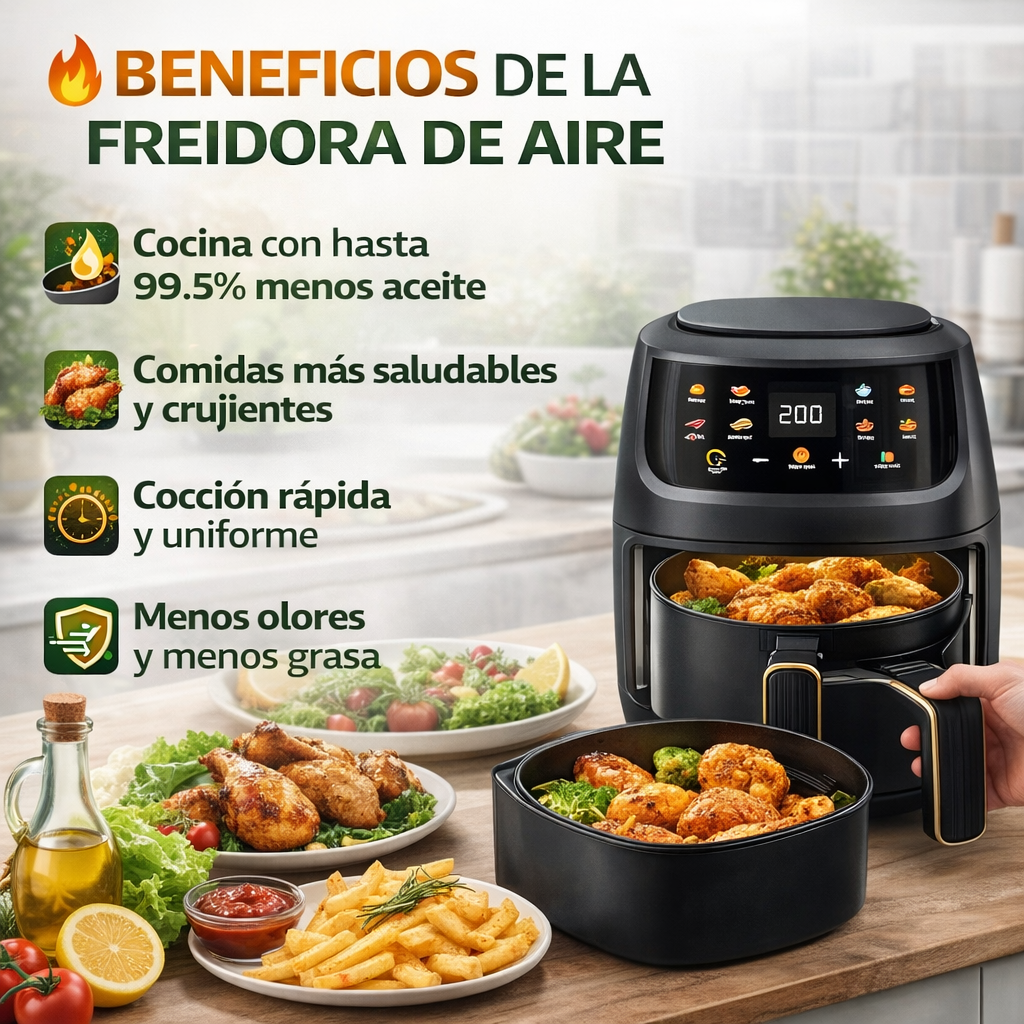 COMBO FREIDORA DE AIRE 10L + 6 MOLDES DE SILICONA