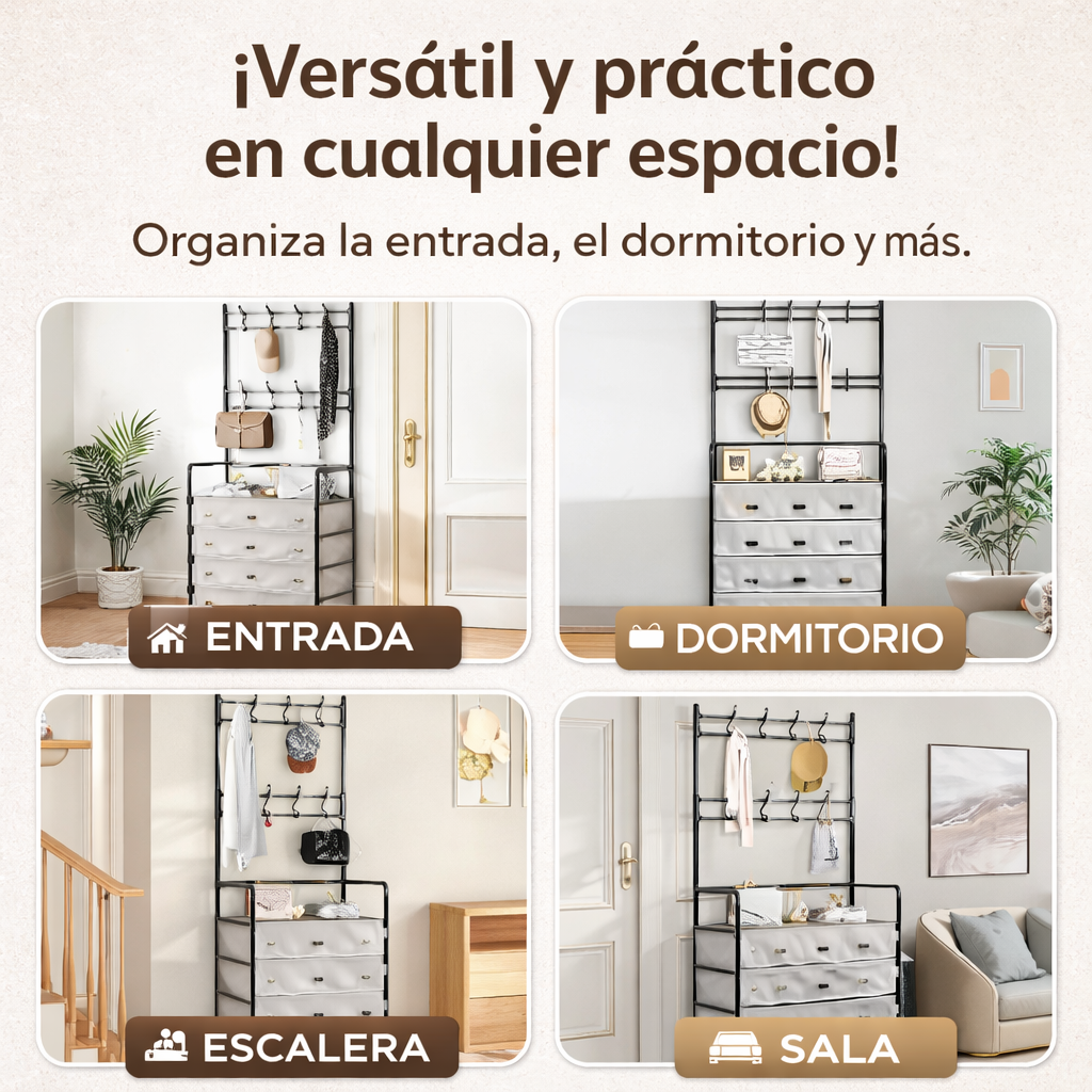 Zapatero 5 Niveles con Perchero – Antipolvo + Envío Gratis