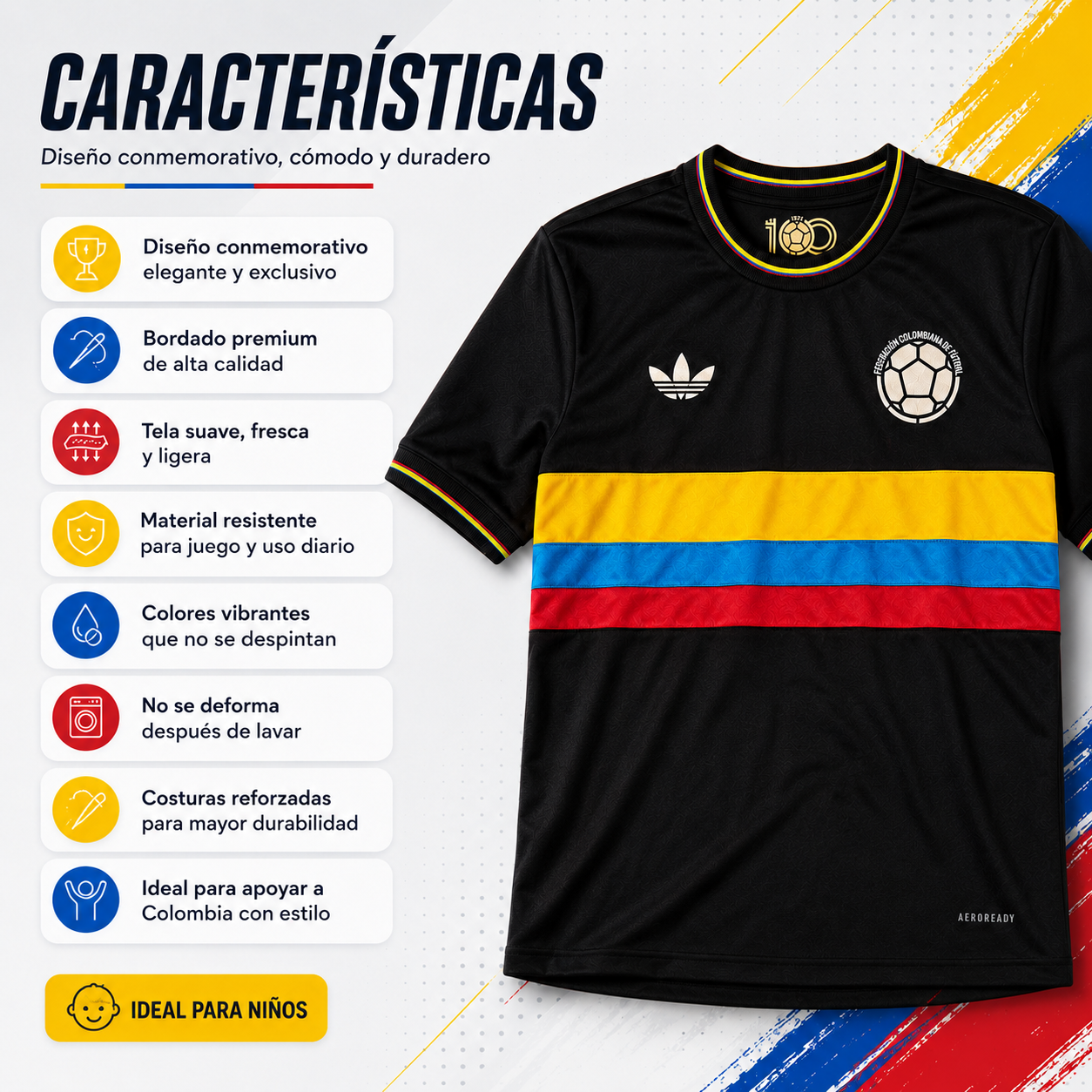 CAMISETA BICENTENARIO NEGRA BORDADA