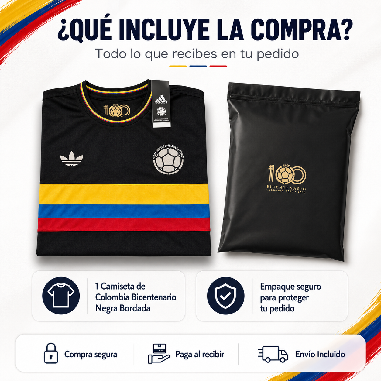 CAMISETA BICENTENARIO NEGRA BORDADA