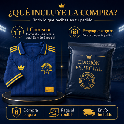 CAMISETA BEISBOLERA AZUL EDICION ESPECIA