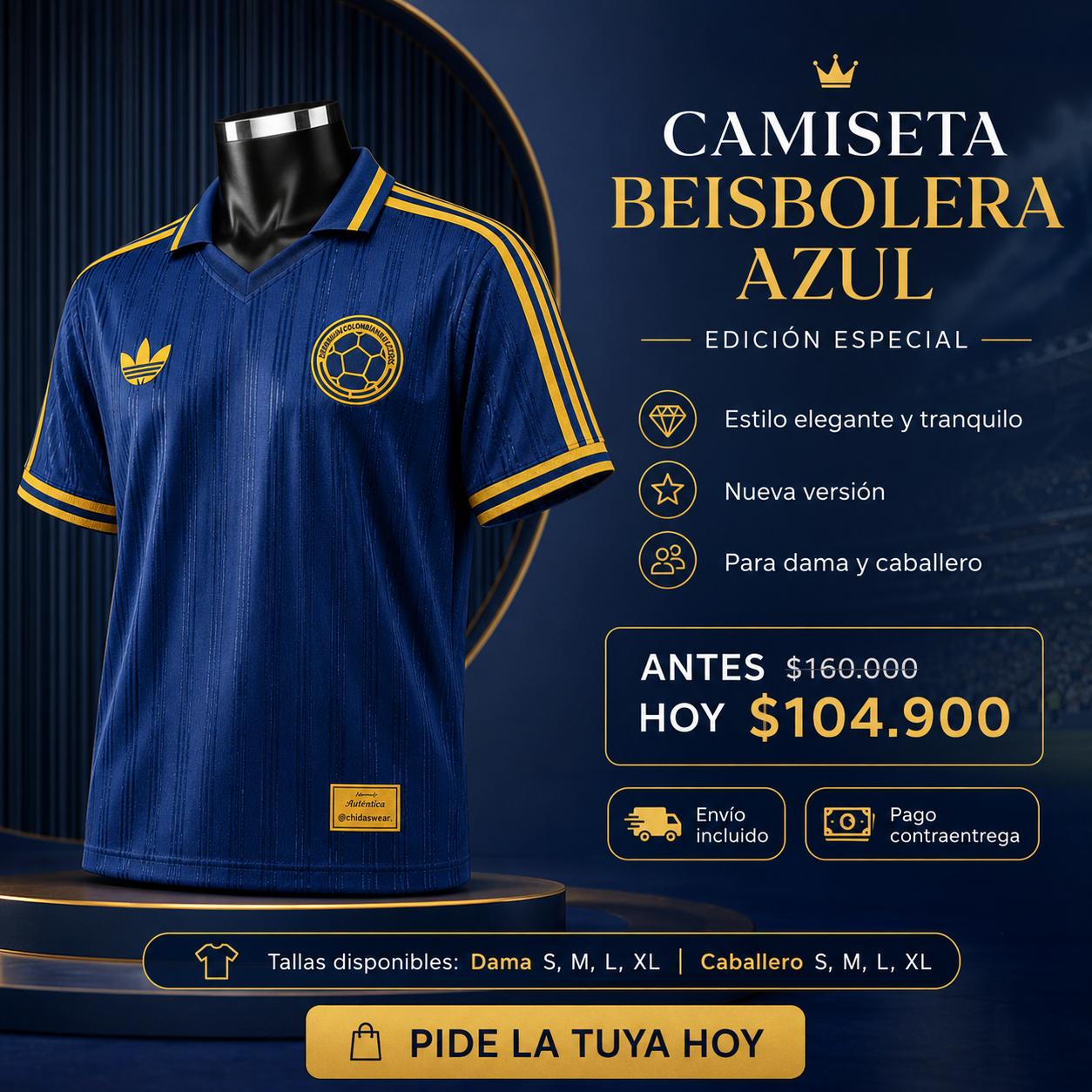 CAMISETA BEISBOLERA AZUL EDICION ESPECIA