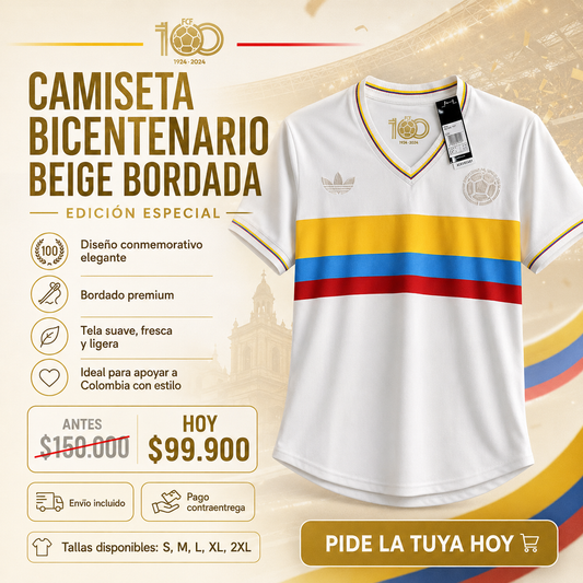 CAMISETA BICENTENARIO BEIGE BORDADA