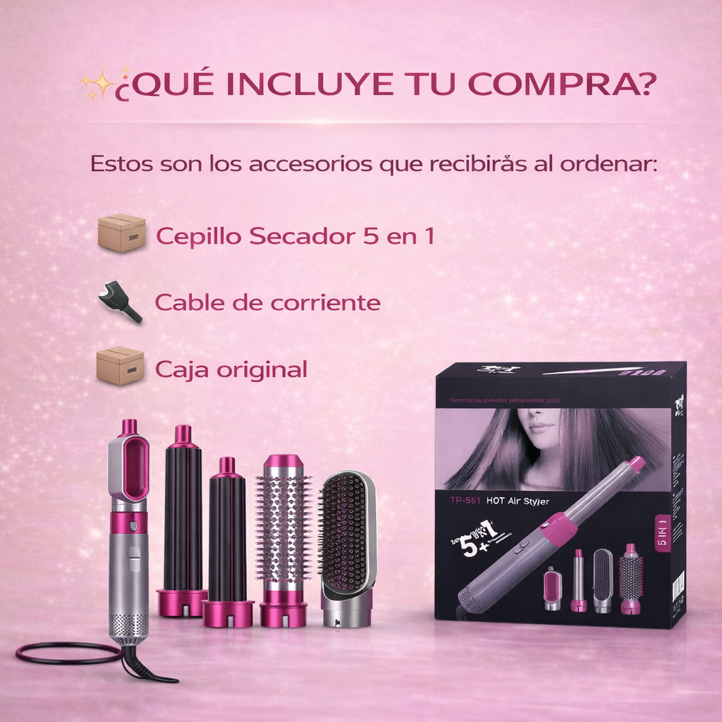 Cepillo secador 5 en 1 alisador de pelo