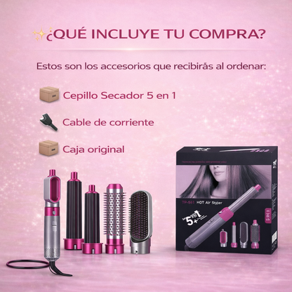 Cepillo secador 5 en 1 alisador de pelo