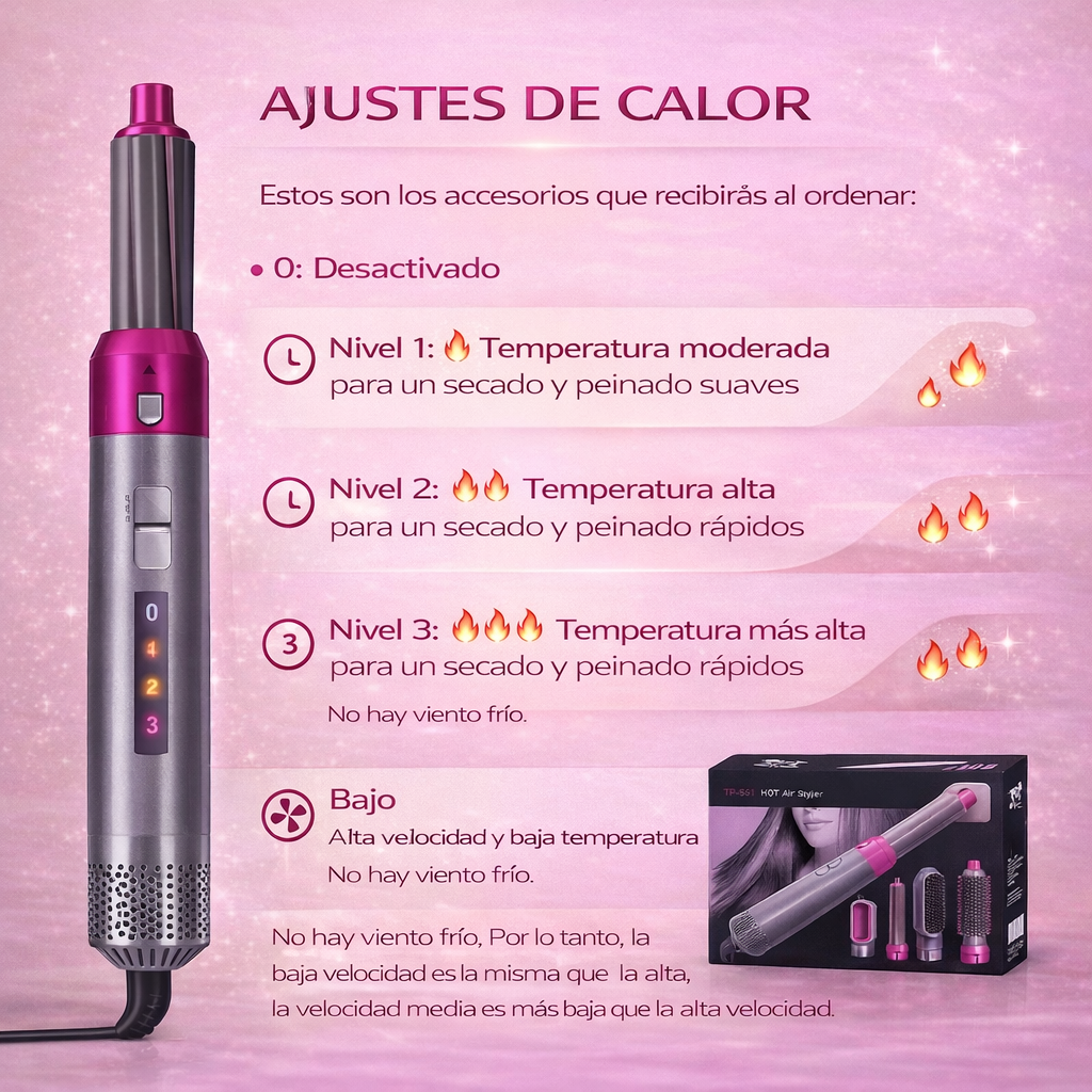 Cepillo secador 5 en 1 alisador de pelo
