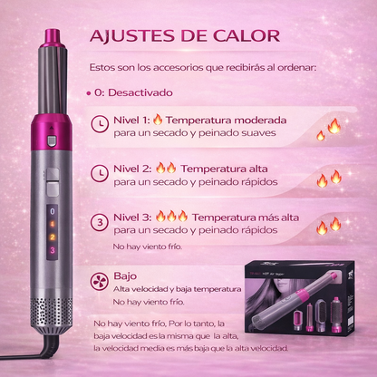 Cepillo secador 5 en 1 alisador de pelo