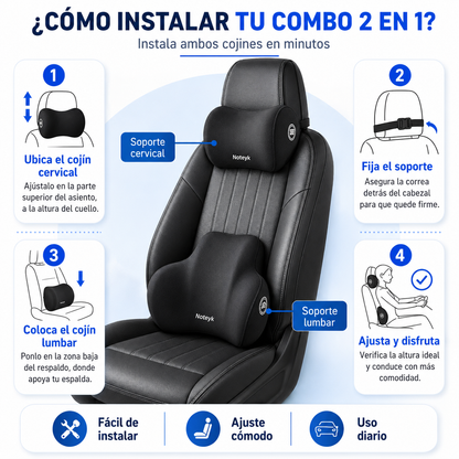 COJÍN PARA ASIENTO DE CARRO DESCANSO COMBO 2 EN 1 🚗