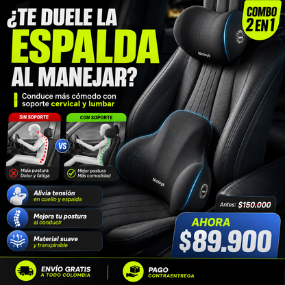 COJÍN PARA ASIENTO DE CARRO DESCANSO COMBO 2 EN 1 🚗