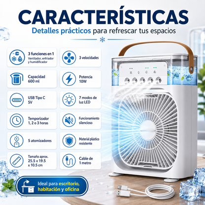Ventilador Enfriador Humidificador Led + Envio Gratis