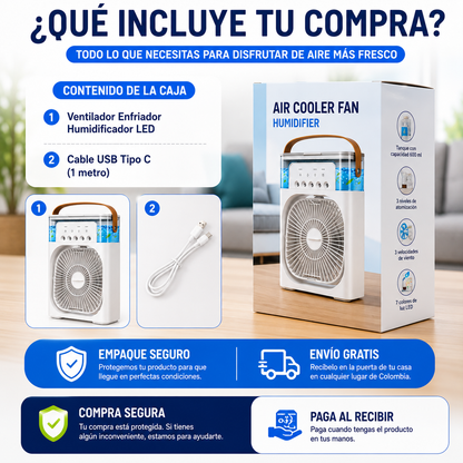 Ventilador Enfriador Humidificador Led + Envio Gratis