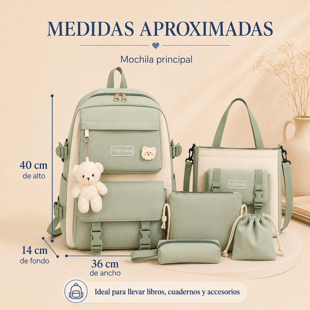 Kit Maleta Mochila Bolsos 5 en 1