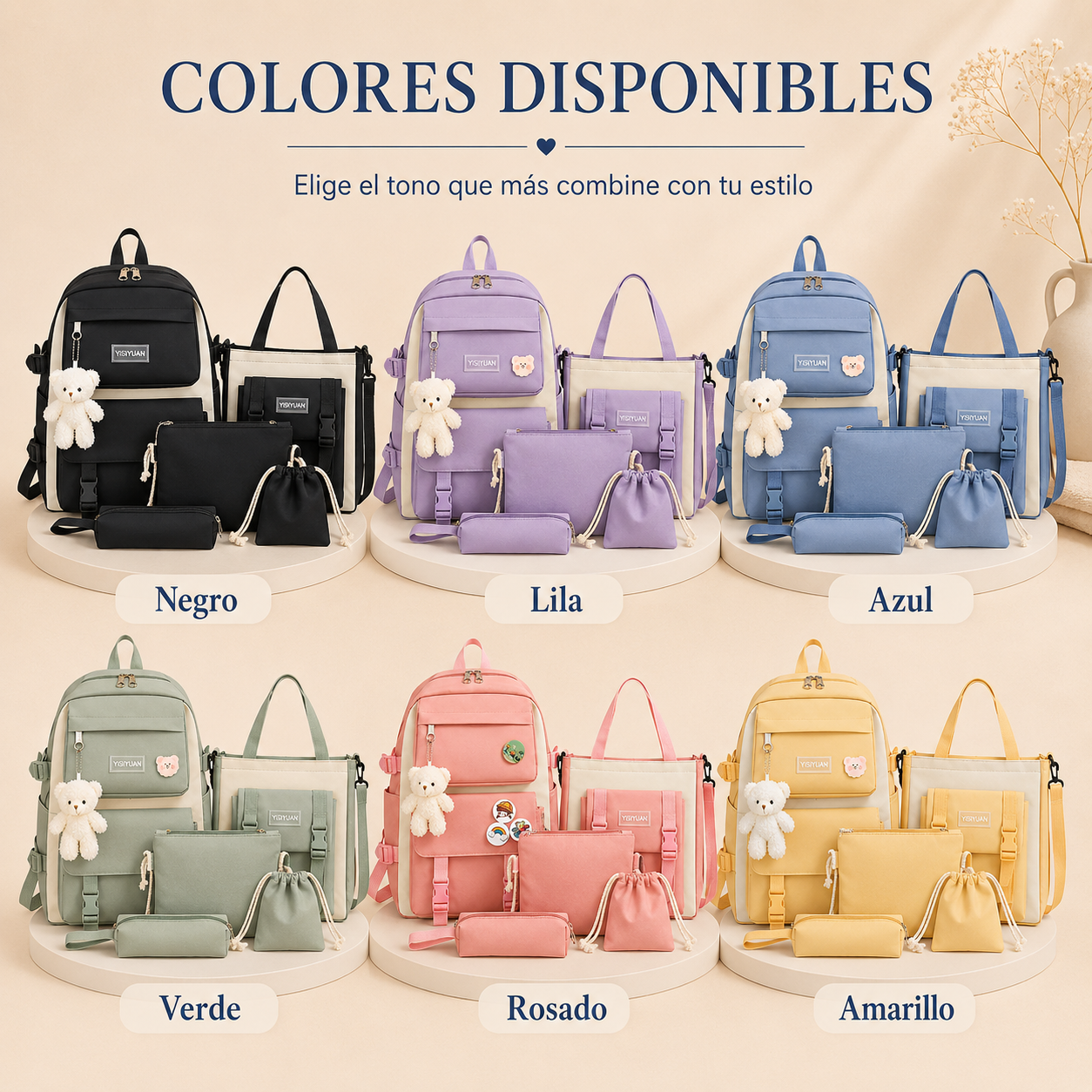 Kit Maleta Mochila Bolsos 5 en 1