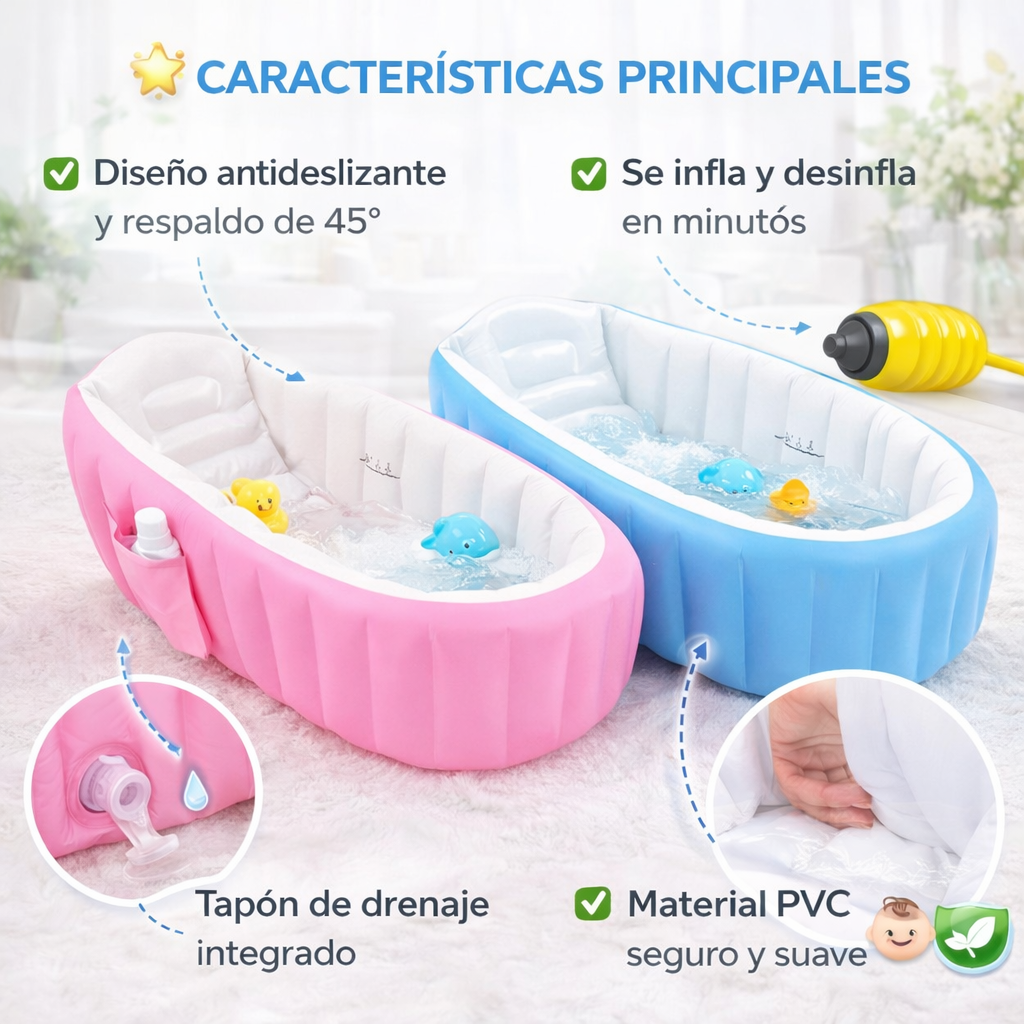 Bañera Inflable Para Bebés, Bomba De Air