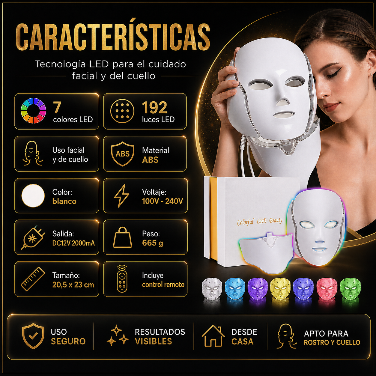 Mascara Led 7 Colores Con Cuello