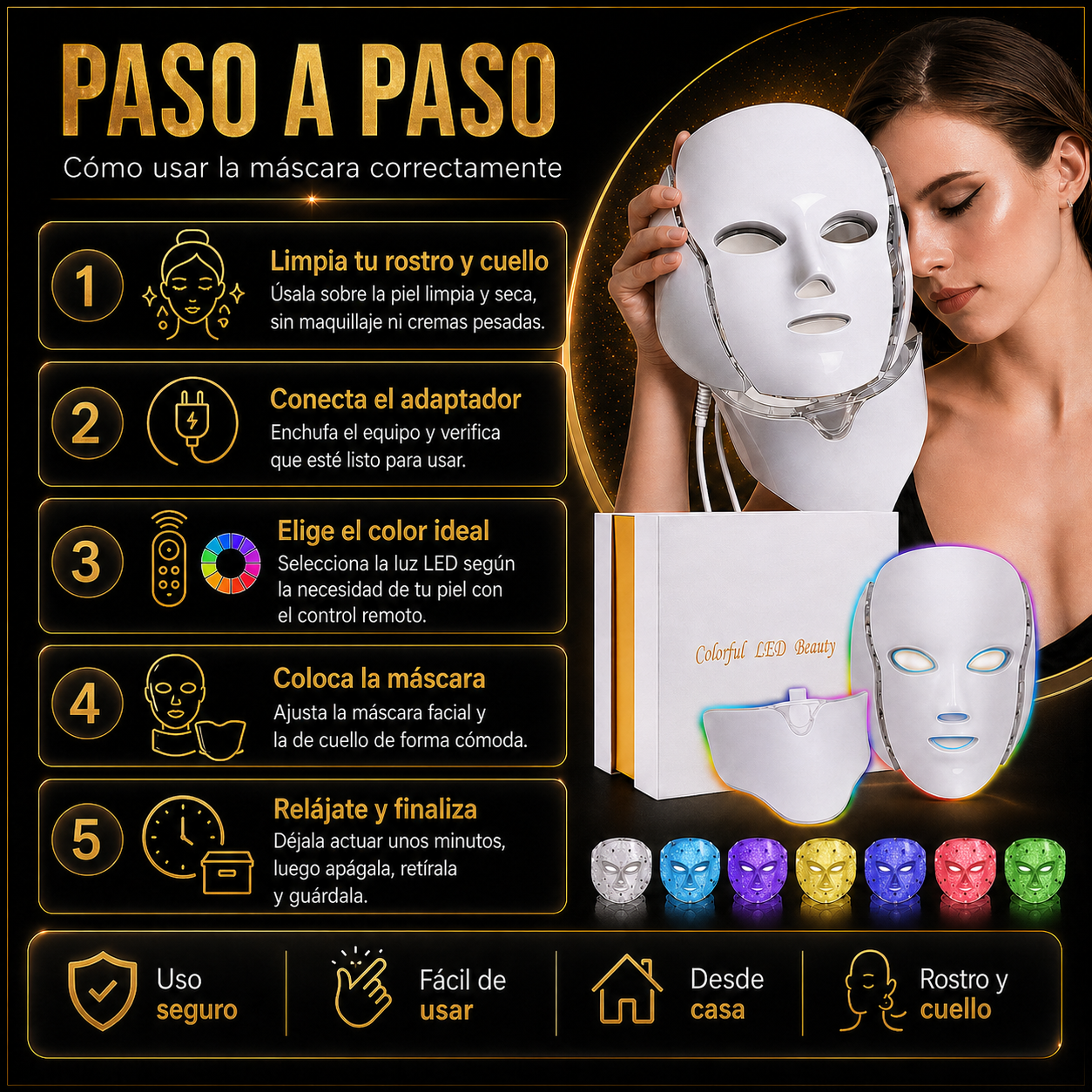 Mascara Led 7 Colores Con Cuello