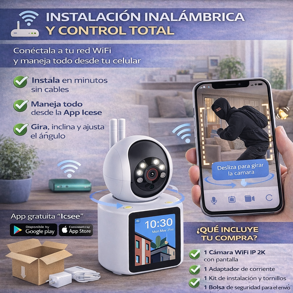 Camara De Seguridad Wifi Ip Con pantalla