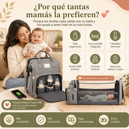 Bolso Pañalera Cuna Colchón Portátil
