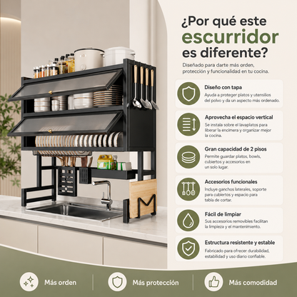 Escurridor 2 PISOS TAPA sobre lavaloza