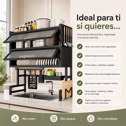 Escurridor 2 PISOS TAPA sobre lavaloza