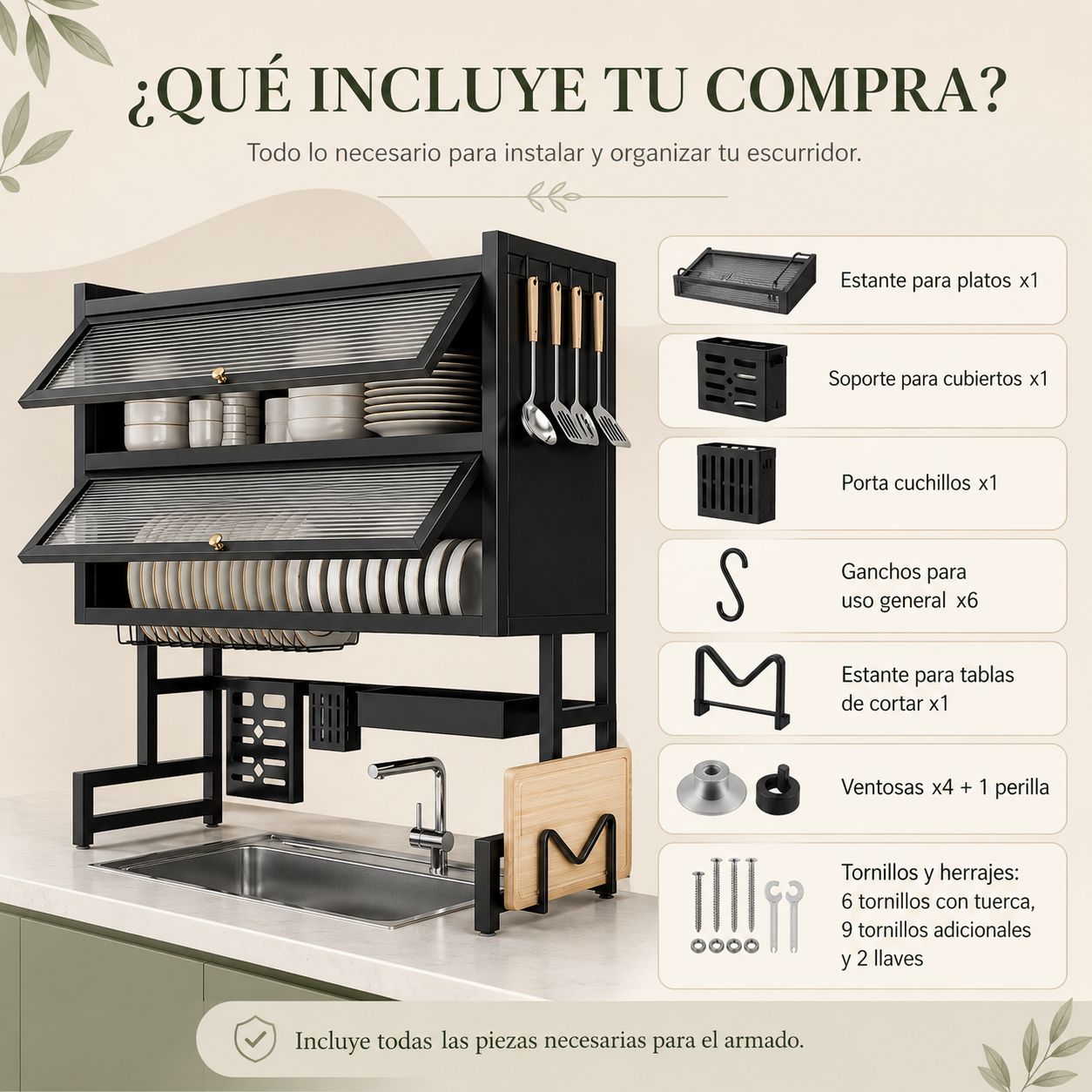 Escurridor 2 PISOS TAPA sobre lavaloza