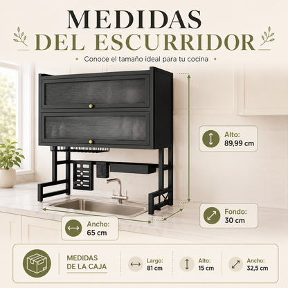 Escurridor 2 PISOS TAPA sobre lavaloza