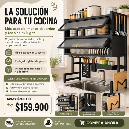 Escurridor 2 PISOS TAPA sobre lavaloza