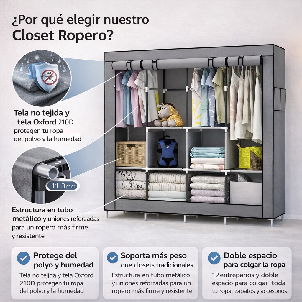 Closet De Ropa 4 Cuerpos + Envío Gratis