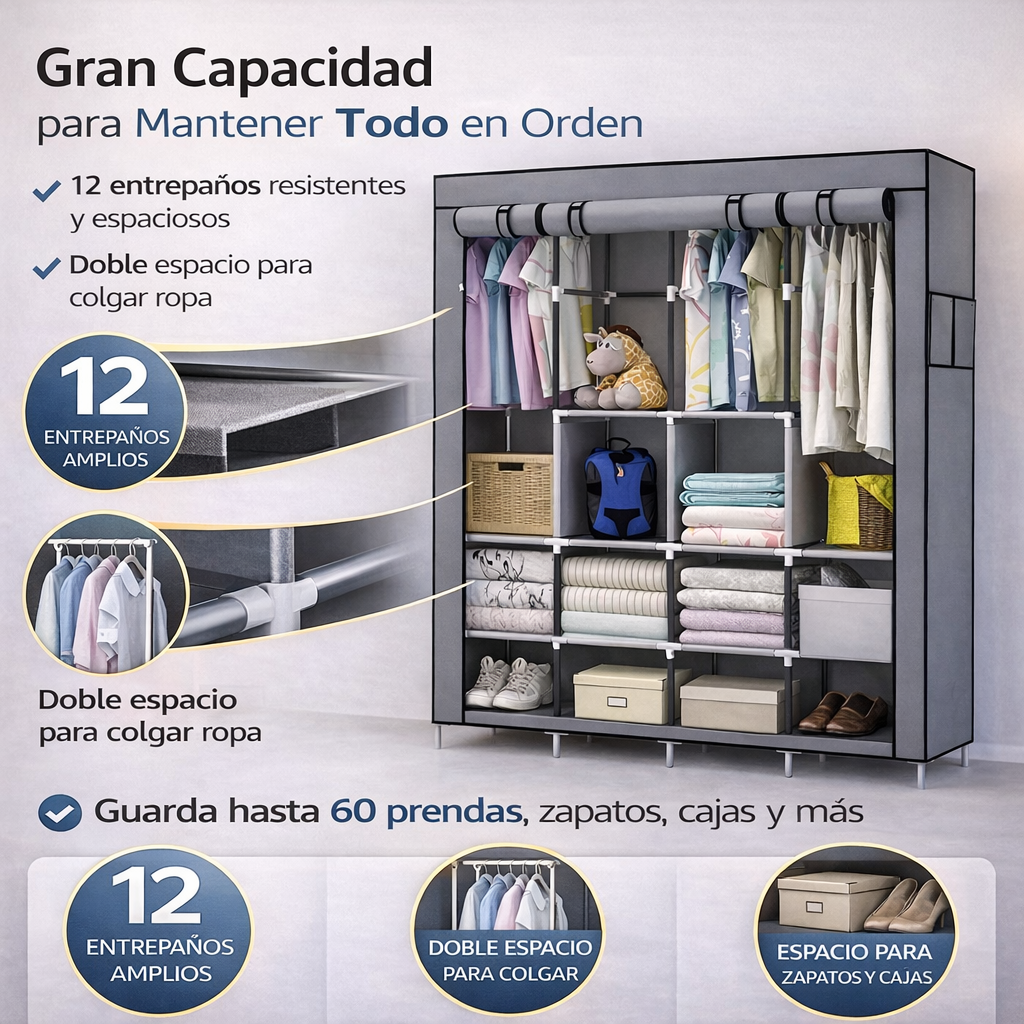 Closet De Ropa 4 Cuerpos + Envío Gratis