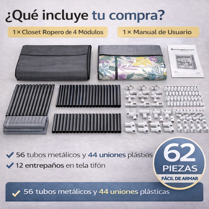 Closet De Ropa 4 Cuerpos + Envío Gratis