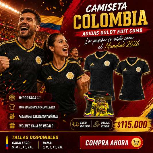 Camiseta Colombia Black and Gold 2026 – Edición Especial Mundial