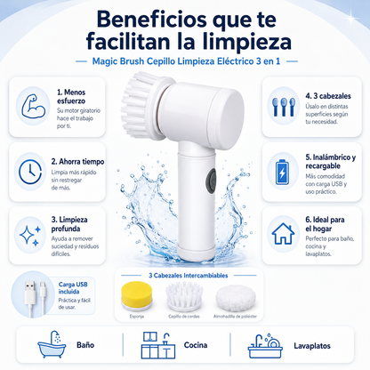 Cepillo Limpieza 3 en 1 Eléctrico