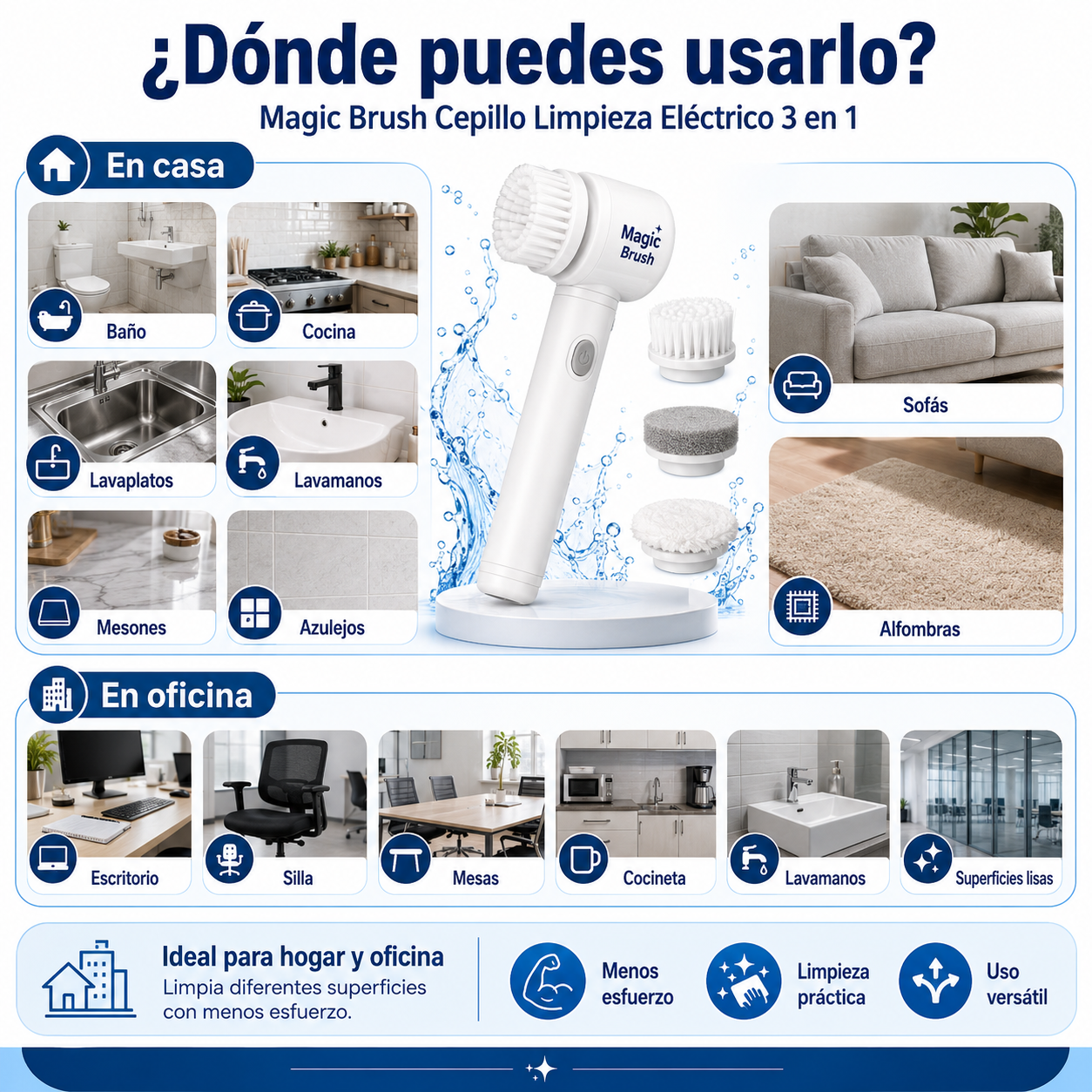 Cepillo Limpieza 3 en 1 Eléctrico