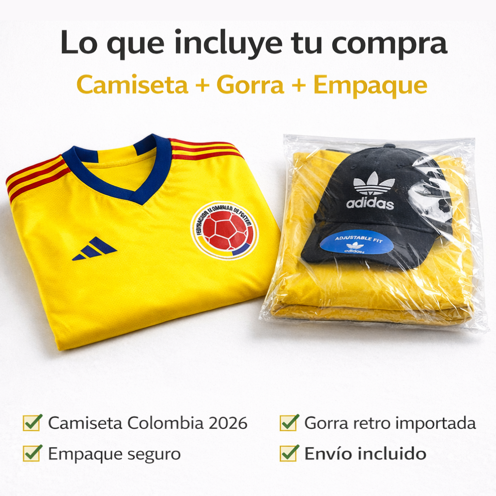 Combo Camiseta Colombia 2026 + Gorra GRATIS | Edición Mundial 🇨🇴