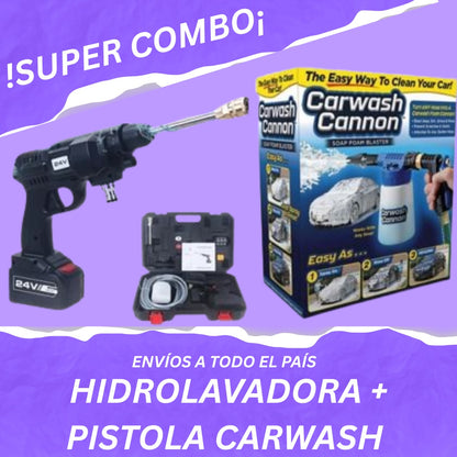 COMBO: Hidrolavadora con Pistola Carwash + Lava en Minutos + Ahorra Agua + Envío GRATIS