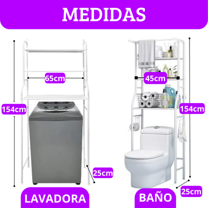 Estante Organizador Premium para Baño y Lavadora (3 niveles)