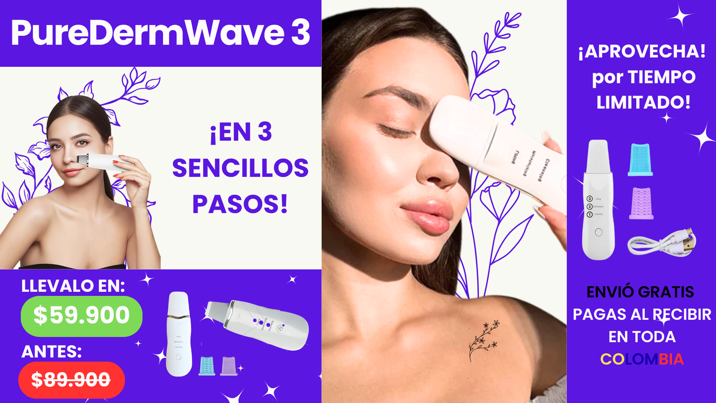 PureDerm Wave 3 En 1: Limpieza Profunda + Hidratación + Reafirmación + ENVÍO GRATIS