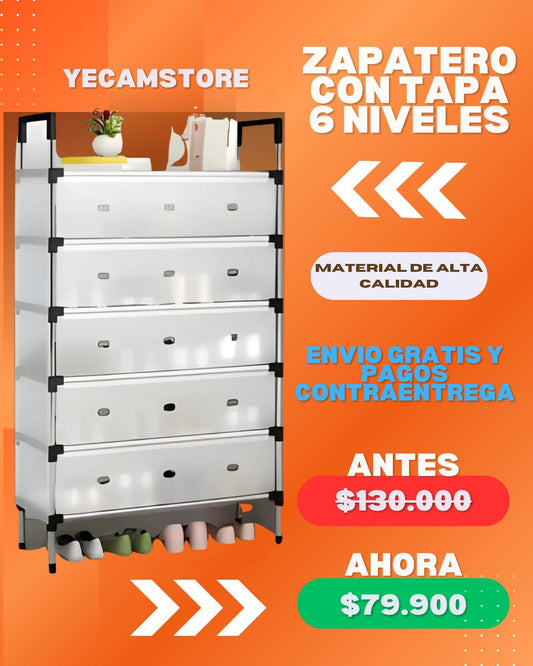 Zapatero con Tapa 6 Niveles – Antipolvo + Envío gratis