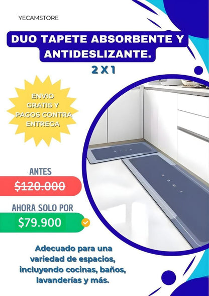 Combo Dúo Tapetes Antideslizantes 2×1 — Seguridad y confort para toda la casa.