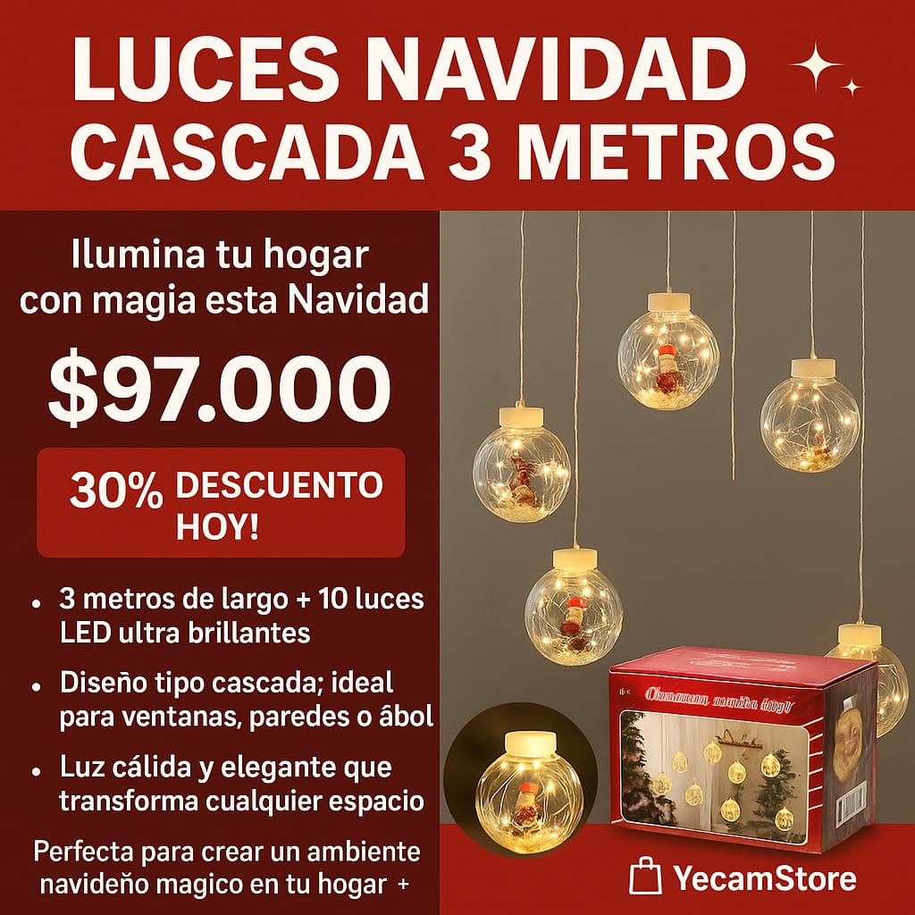 Luz navidad cascada de 3 metros