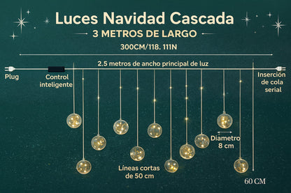 Luz navidad cascada de 3 metros